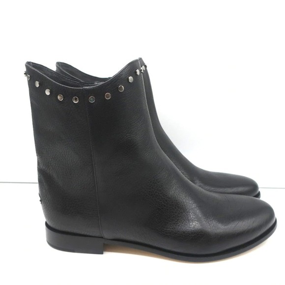 Jimmy Choo Marco Flat Ankle Boots Black Studded Leather Size 37 NEW - Picture 3 of 10